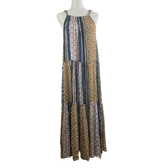 Elan New Western Tiered Maxi Dress Small Halter Tie Neck Bohemian Southwestern - Picture 13 of 15